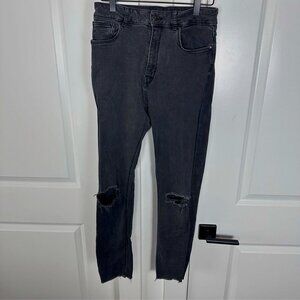 🌷 Massimo Dutti🌷 Black Distressed Knee  Denim Jeans